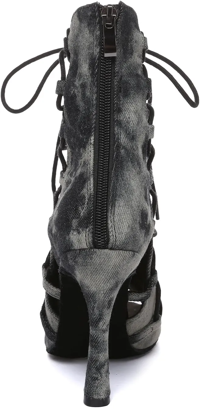 AOQUNFS Women's Ballroom Dance Shoes Latin Salsa Practice Performance Dance Boots,Model L614