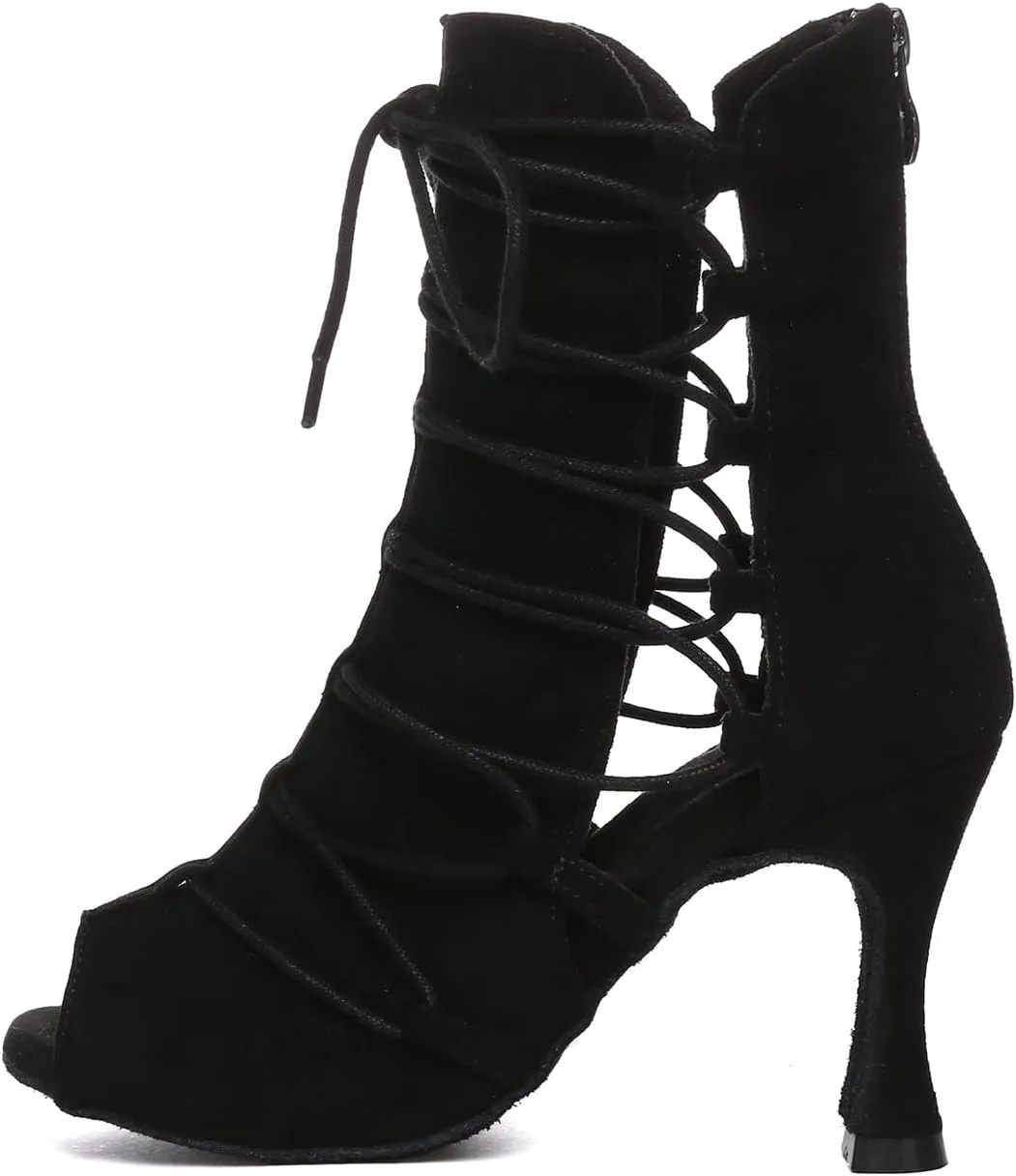 AOQUNFS Women's Ballroom Dance Shoes Latin Salsa Practice Performance Dance Boots,Model L614