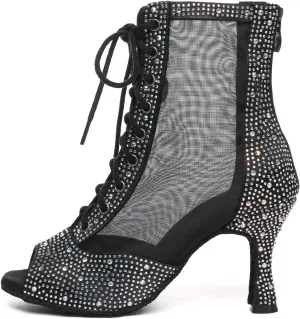 AOQUNFS Women's Ballroom Dance Shoes Latin Salsa Practice Performance Dance Boots,Model L621