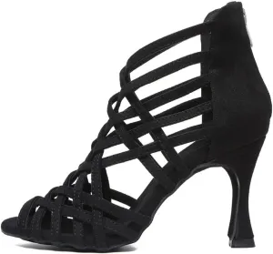AOQUNFS Women's Ballroom Dance Shoes Satin Salsa Practice Performance Dance Boots,Model L497