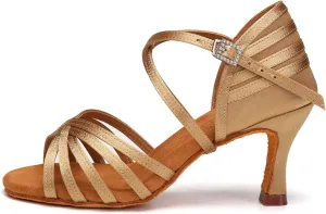 AOQUNFS Women's Latin Dance Shoes Ballroom Salsa Practice Professional Performance Dancing Shoes,2324,Beige,US 6.5