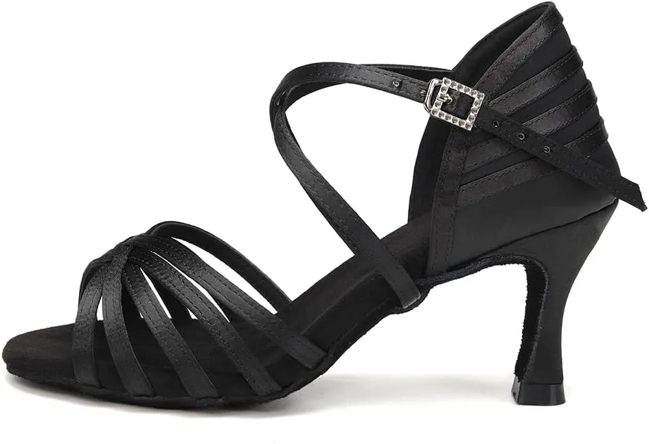 AOQUNFS Women's Latin Dance Shoes Ballroom Salsa Practice Professional Performance Dancing Shoes,2324,Black,US 8