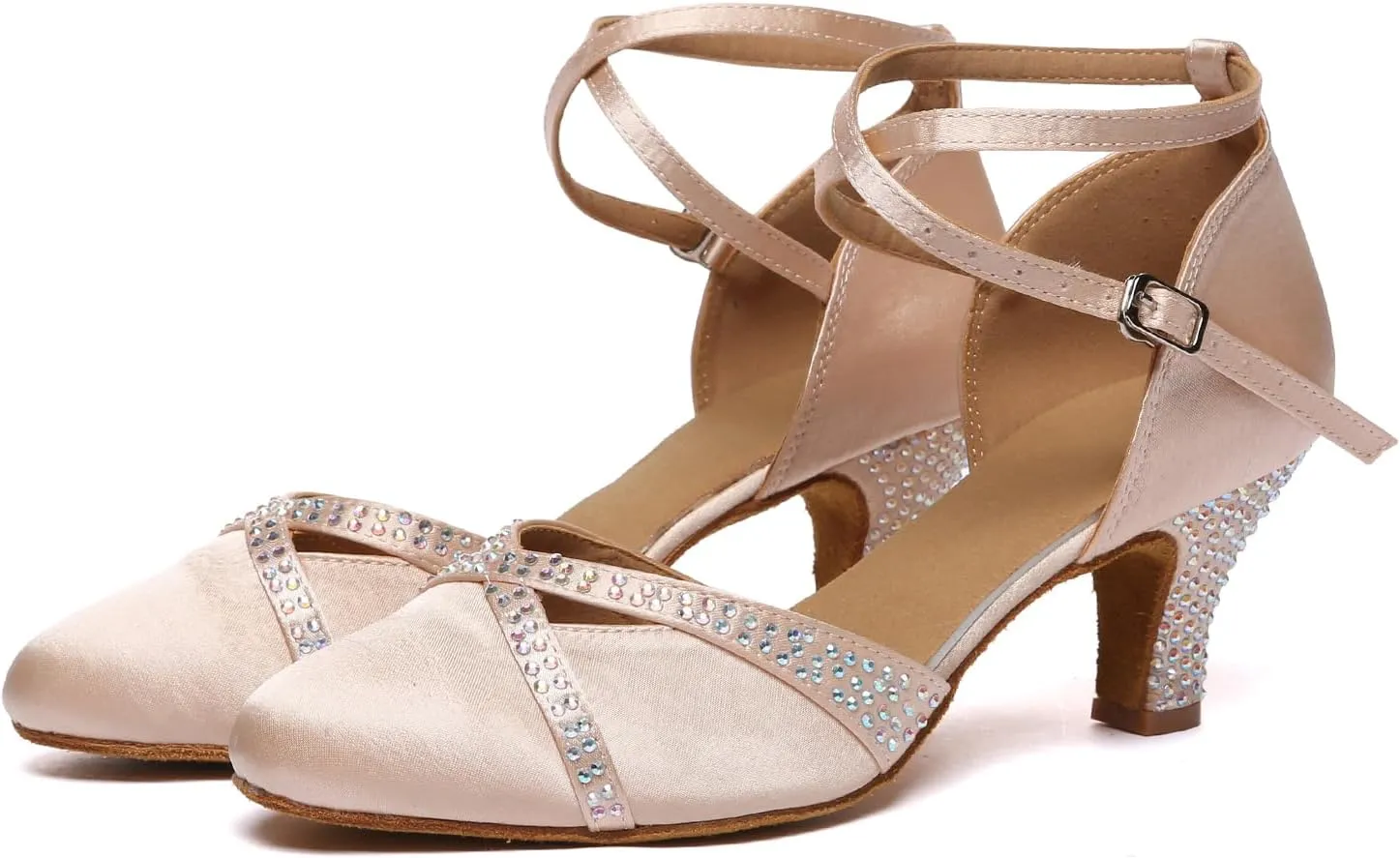 AOQUNFS Women's Latin Dance Shoes Closed Toe Salsa Ballroom Practice Performance Dancing Shoes,Model D51