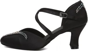 AOQUNFS Women's Latin Dance Shoes Closed Toe Salsa Ballroom Practice Performance Dancing Shoes,Model L617
