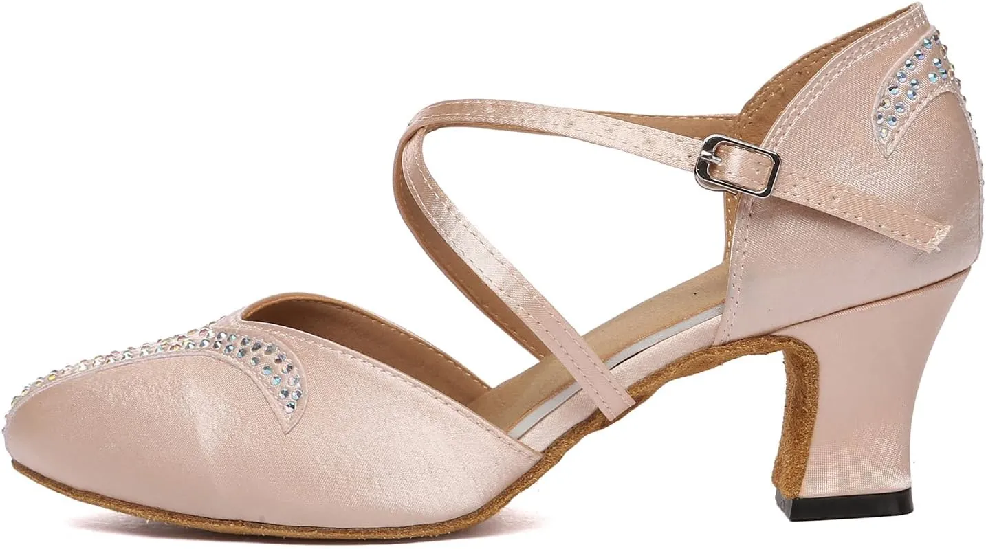 AOQUNFS Women's Latin Dance Shoes Closed Toe Salsa Ballroom Practice Performance Dancing Shoes,Model L617