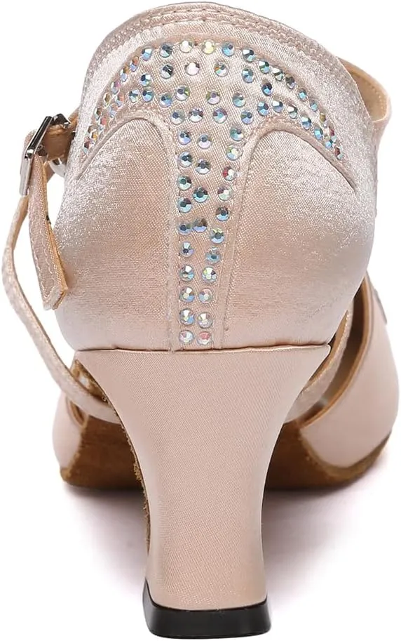 AOQUNFS Women's Latin Dance Shoes Closed Toe Salsa Ballroom Practice Performance Dancing Shoes,Model L617