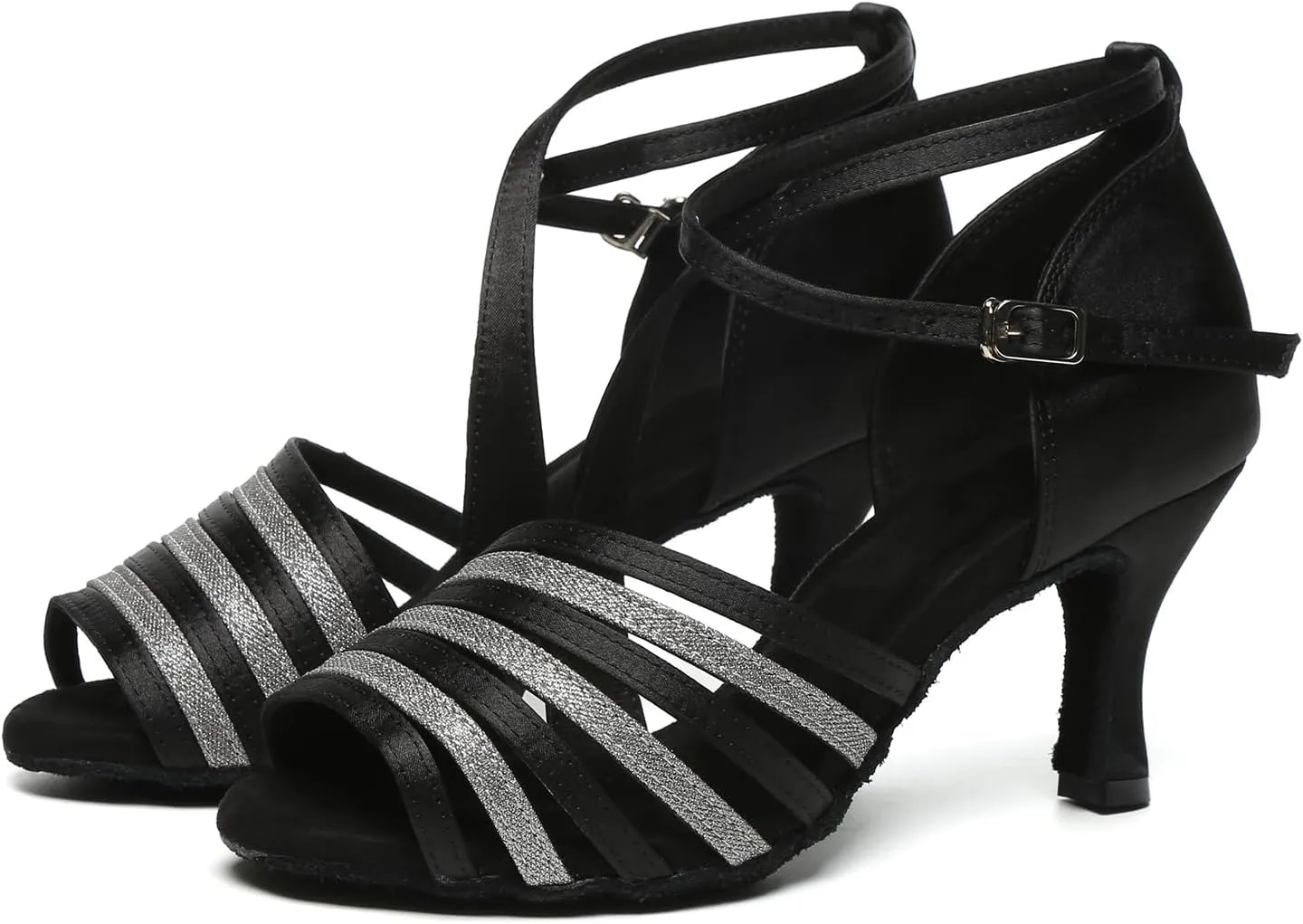 AOQUNFS Women's Latin Dance Shoes Satin Ballroom Salsa Practice Professional Performance Dancing Shoes