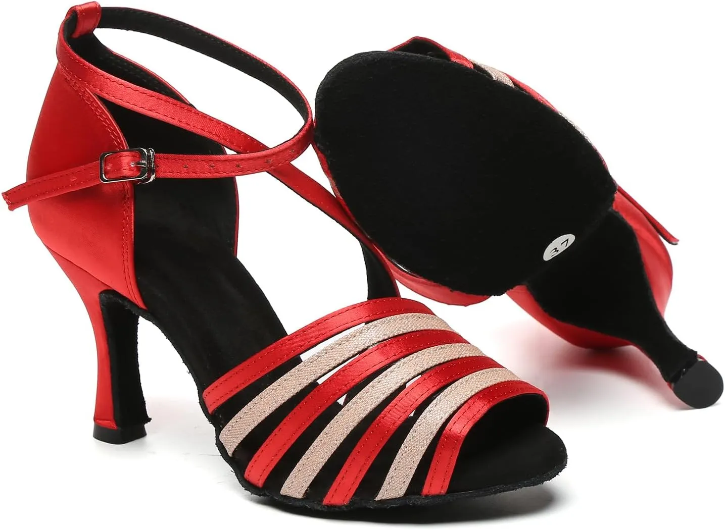 AOQUNFS Women's Latin Dance Shoes Satin Ballroom Salsa Practice Professional Performance Dancing Shoes