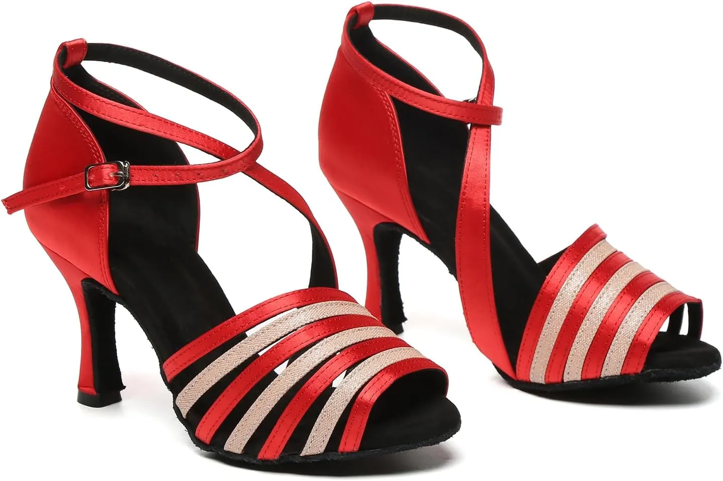 AOQUNFS Women's Latin Dance Shoes Satin Ballroom Salsa Practice Professional Performance Dancing Shoes