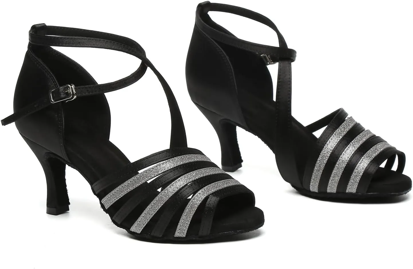 AOQUNFS Women's Latin Dance Shoes Satin Ballroom Salsa Practice Professional Performance Dancing Shoes