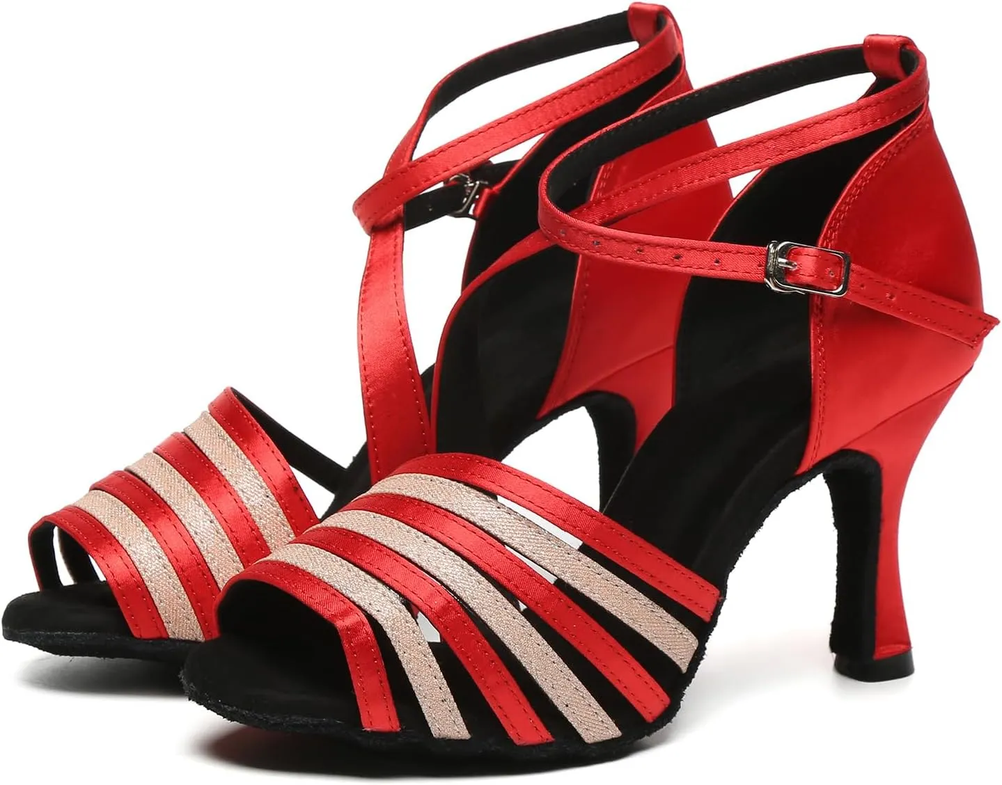 AOQUNFS Women's Latin Dance Shoes Satin Ballroom Salsa Practice Professional Performance Dancing Shoes