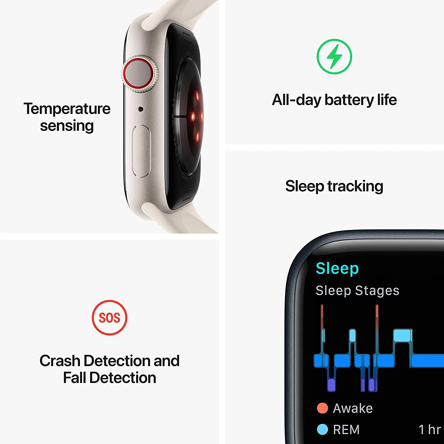 Apple Watch Series 8 45mm Smart Watch w/ Starlight Aluminum Case with Starlight Sport Band