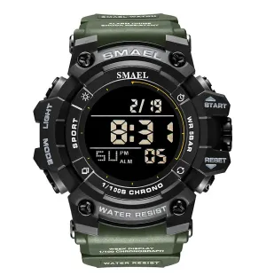 army green Men's sports waterproof electronic watch, with led luminous AZ17997