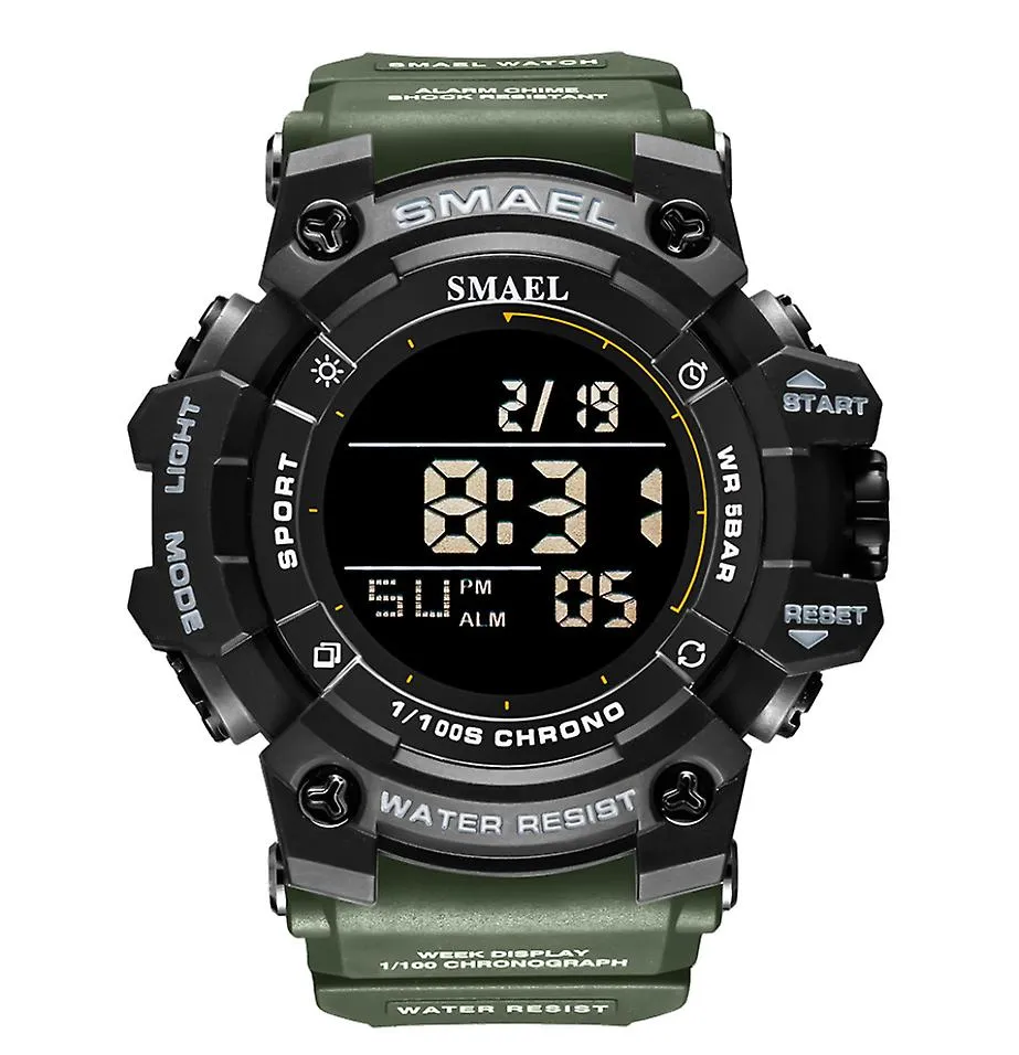 army green Men's sports waterproof electronic watch, with led luminous AZ17997