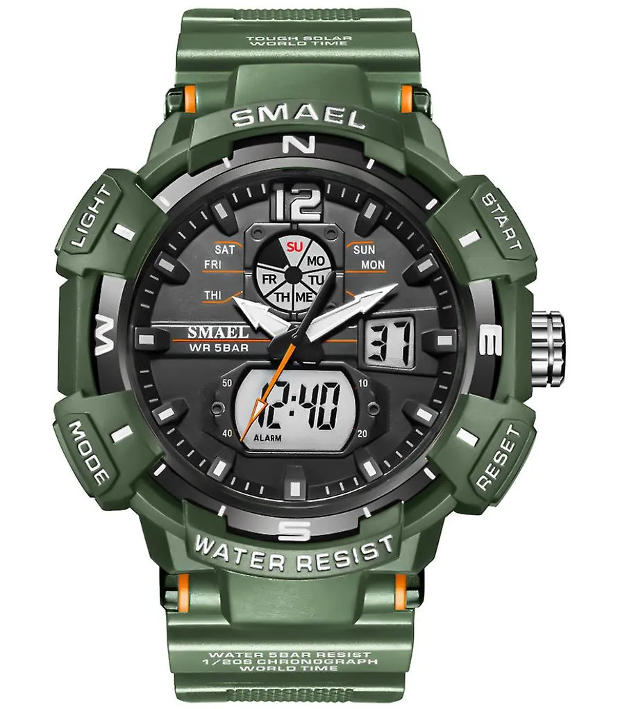 armygreen Men's outdoor waterproof sports watch, with Timing AZ17460
