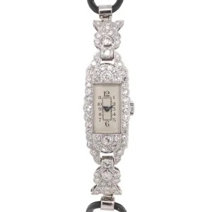 Art Deco Diamond-Set Platinum Manual-Wind Ladies' Watch, c.1925