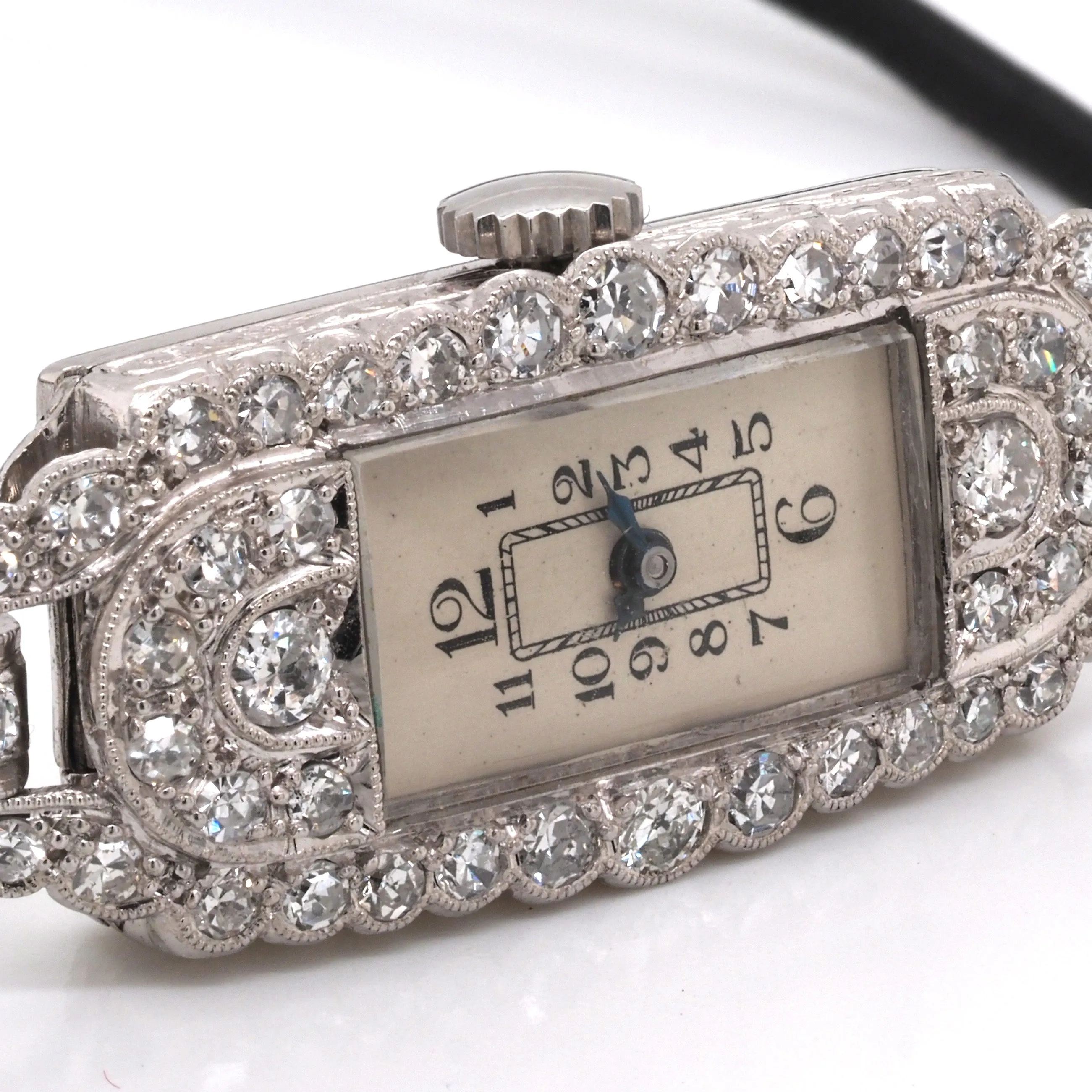 Art Deco Diamond-Set Platinum Manual-Wind Ladies' Watch, c.1925
