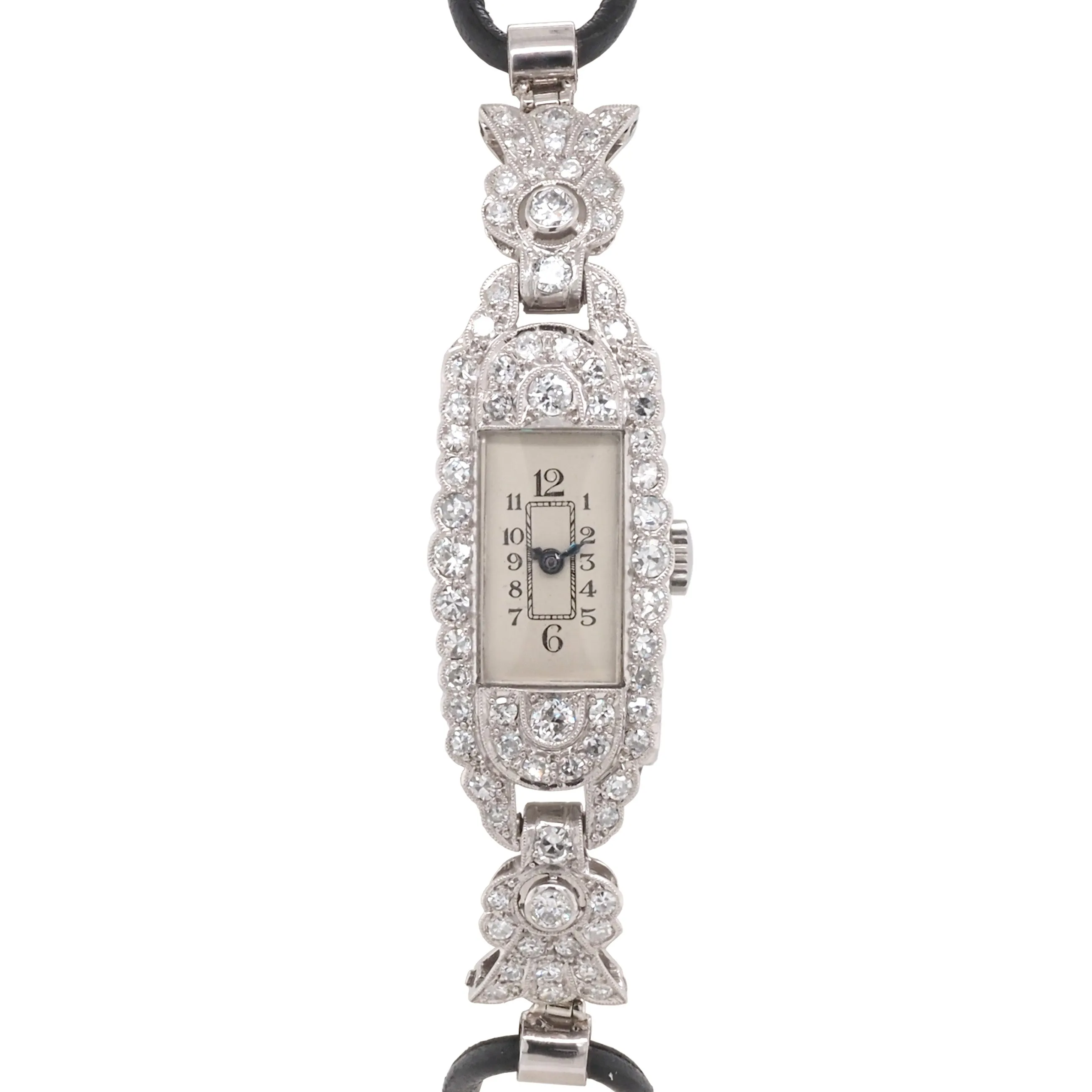 Art Deco Diamond-Set Platinum Manual-Wind Ladies' Watch, c.1925
