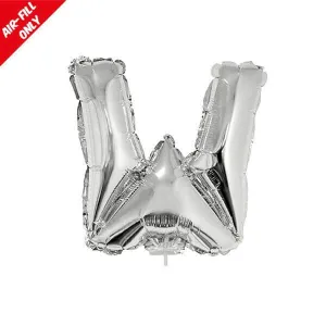 Balloon on Stick - 16" Silver Letter W