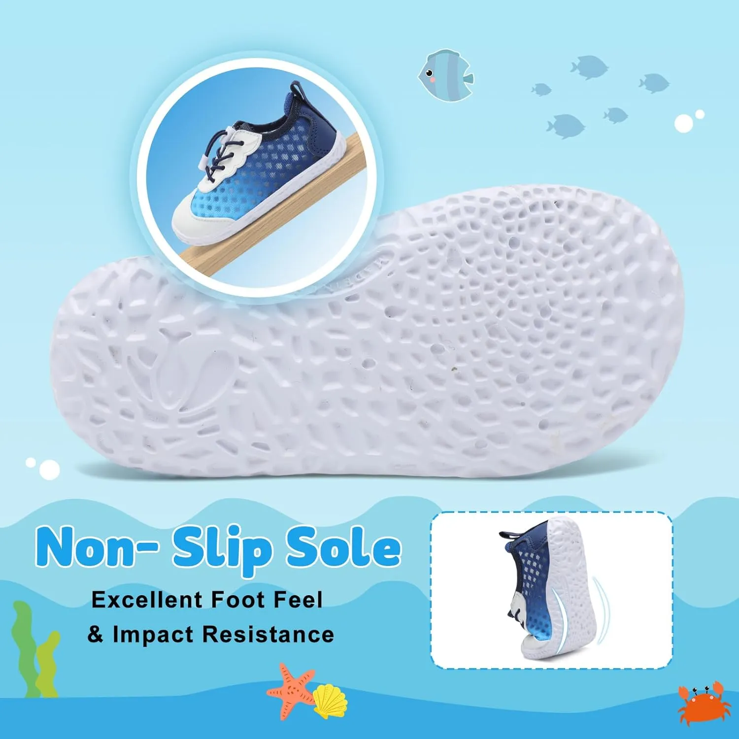 BARERUN Toddler Water Shoes Barefoot Kids Water Shoes Boys Girls Aqua Socks Quick-Dry Breathable Toddler Sandals Slip on Indoor Outdoor Walking Shoes for Beach Swim Pool