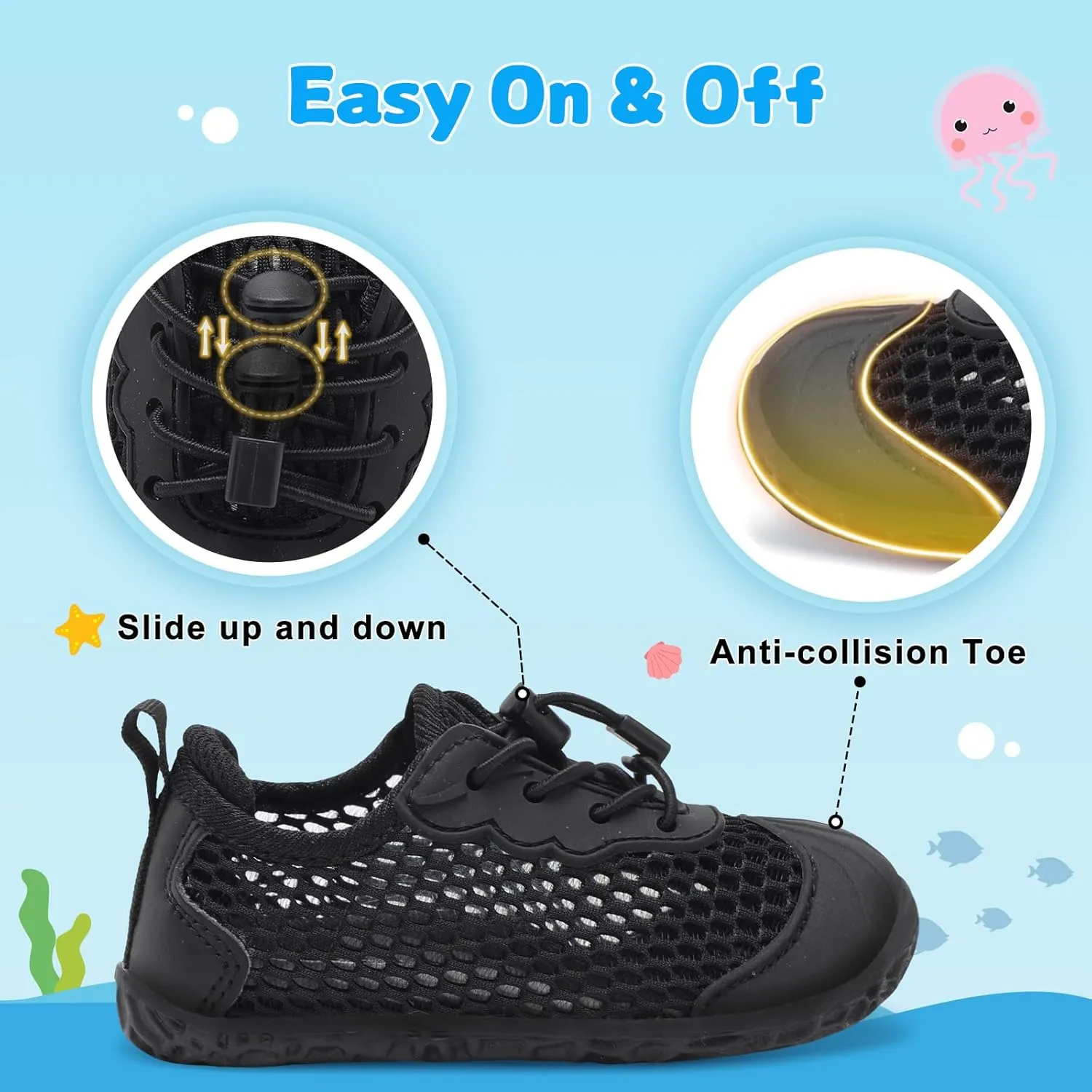 BARERUN Toddler Water Shoes Barefoot Kids Water Shoes Boys Girls Aqua Socks Quick-Dry Breathable Toddler Sandals Slip on Indoor Outdoor Walking Shoes for Beach Swim Pool