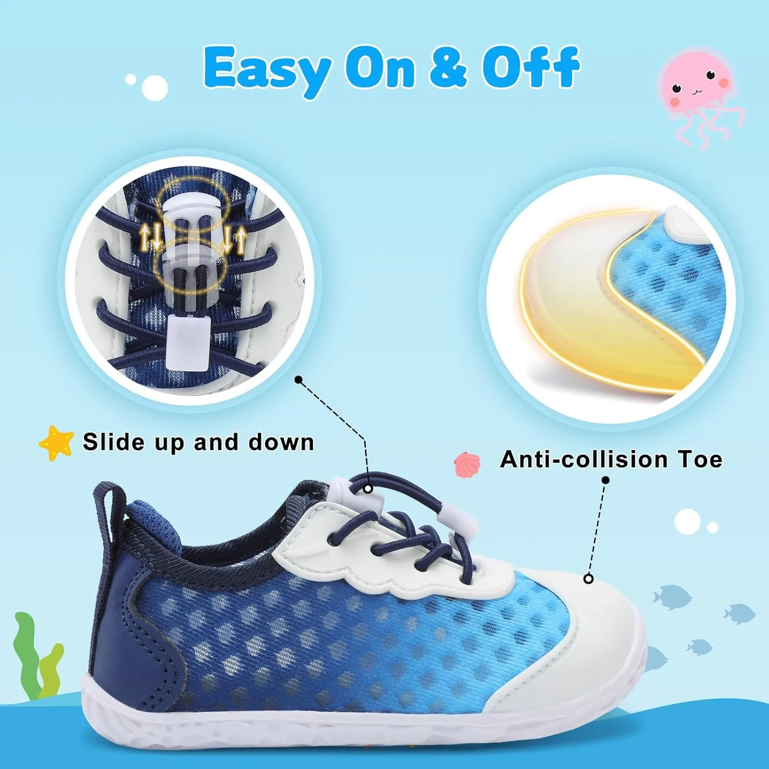 BARERUN Toddler Water Shoes Barefoot Kids Water Shoes Boys Girls Aqua Socks Quick-Dry Breathable Toddler Sandals Slip on Indoor Outdoor Walking Shoes for Beach Swim Pool