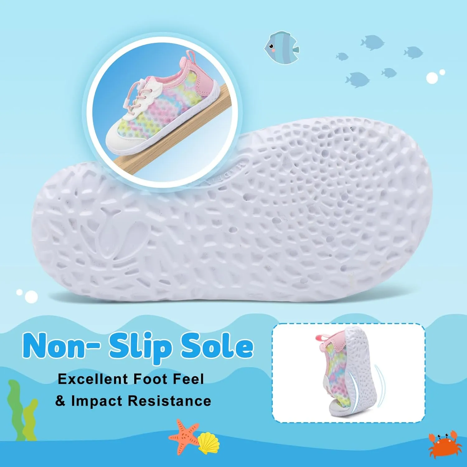 BARERUN Toddler Water Shoes Barefoot Kids Water Shoes Boys Girls Aqua Socks Quick-Dry Breathable Toddler Sandals Slip on Indoor Outdoor Walking Shoes for Beach Swim Pool