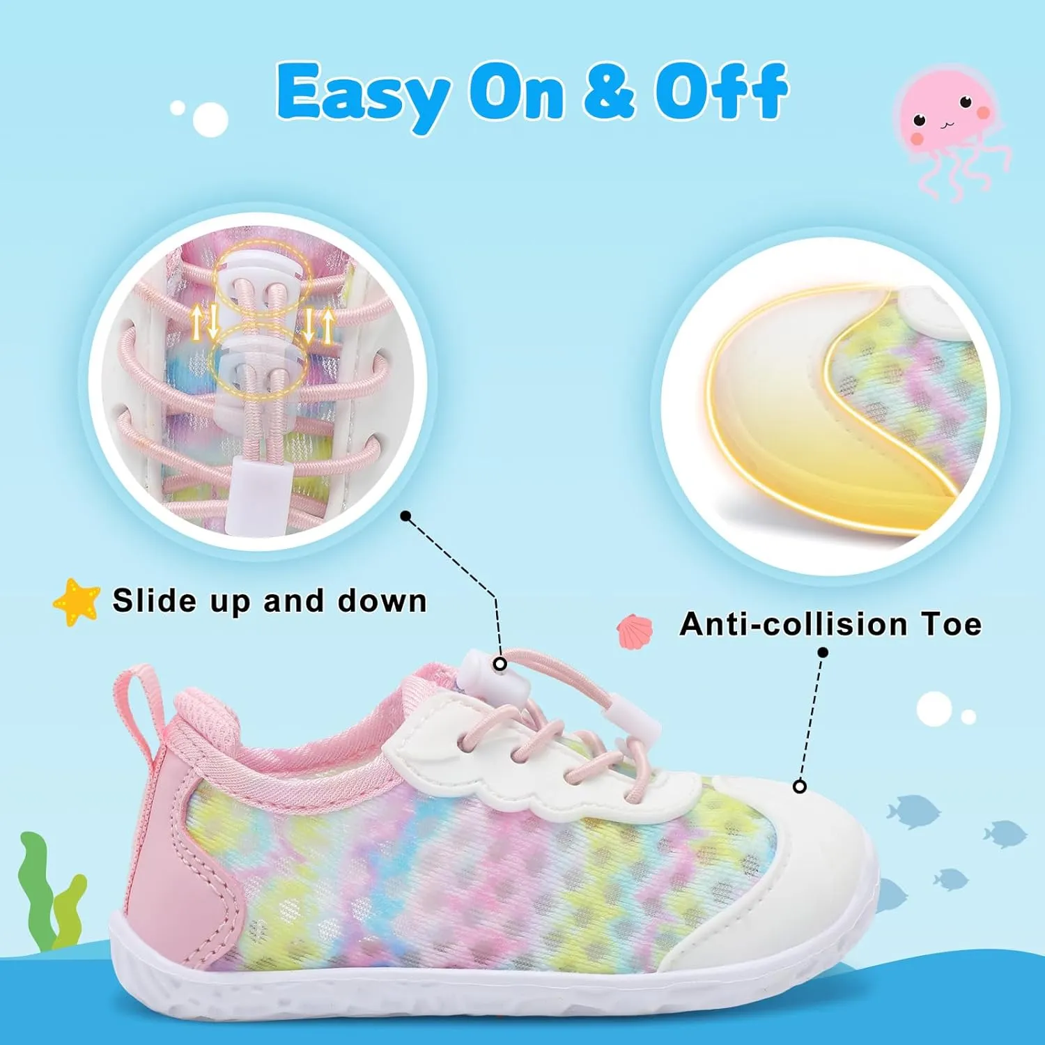 BARERUN Toddler Water Shoes Barefoot Kids Water Shoes Boys Girls Aqua Socks Quick-Dry Breathable Toddler Sandals Slip on Indoor Outdoor Walking Shoes for Beach Swim Pool
