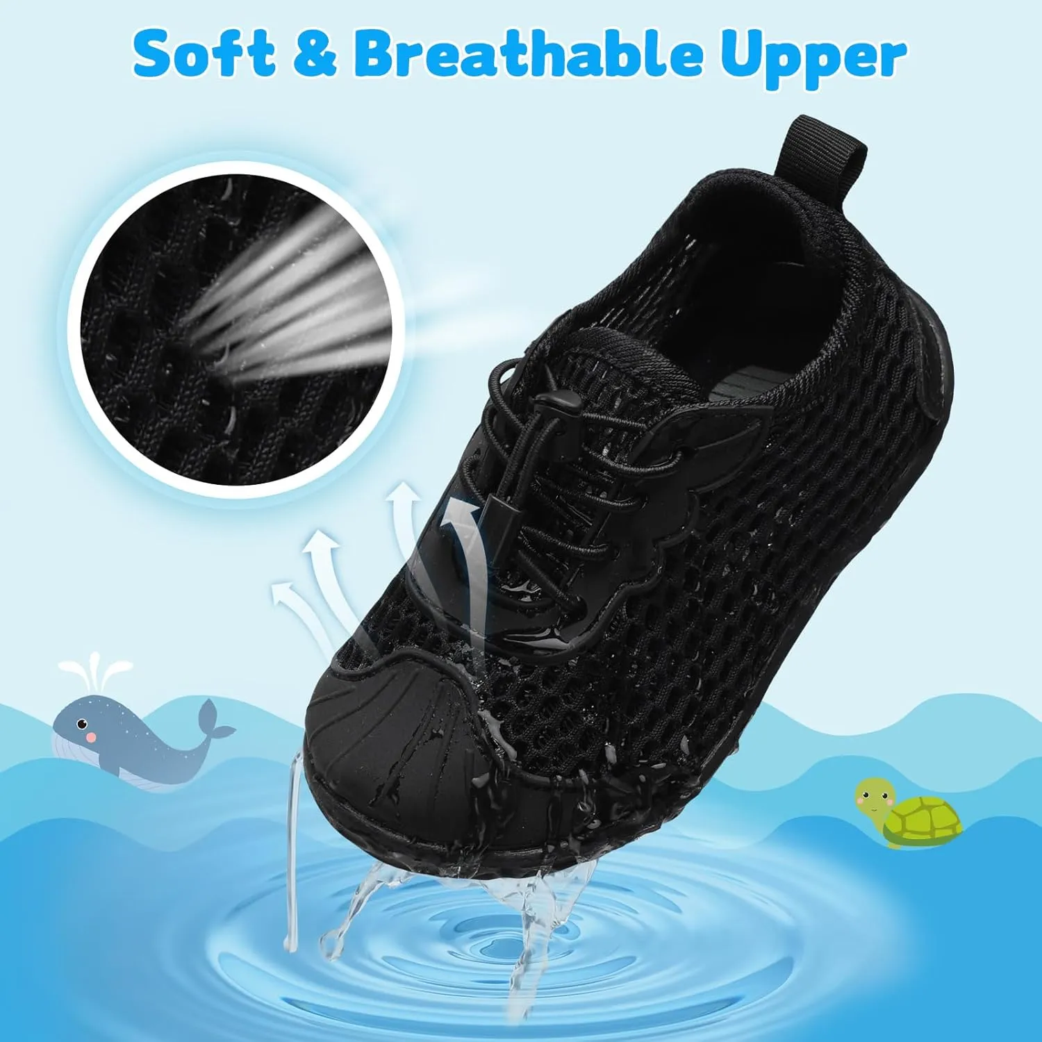 BARERUN Toddler Water Shoes Barefoot Kids Water Shoes Boys Girls Aqua Socks Quick-Dry Breathable Toddler Sandals Slip on Indoor Outdoor Walking Shoes for Beach Swim Pool
