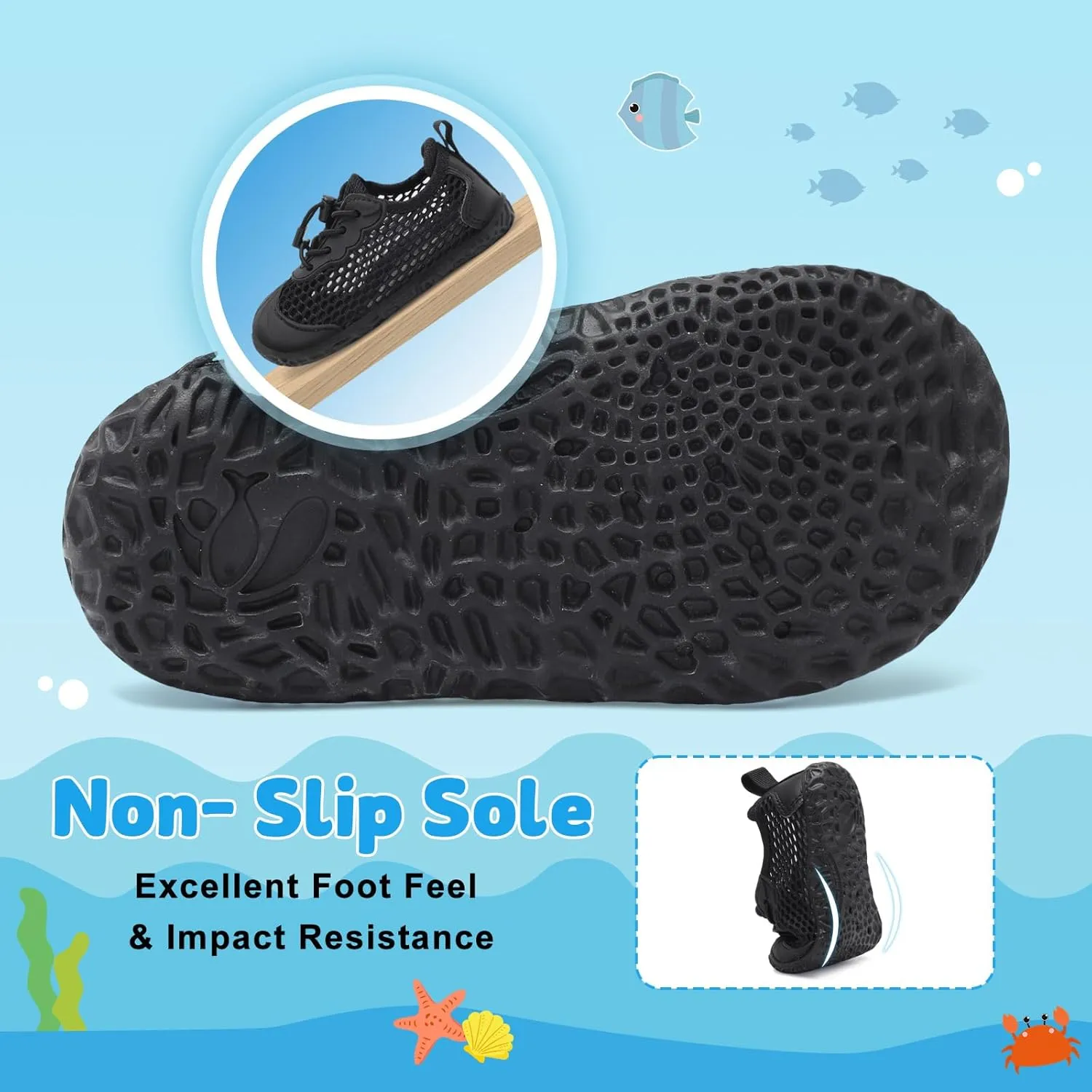 BARERUN Toddler Water Shoes Barefoot Kids Water Shoes Boys Girls Aqua Socks Quick-Dry Breathable Toddler Sandals Slip on Indoor Outdoor Walking Shoes for Beach Swim Pool