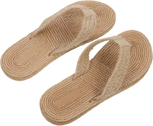Beach Slippers for Women Straw Woven Slippers Casual Simple Beach Shoes Comfortable Arch Support for Summer Wear
