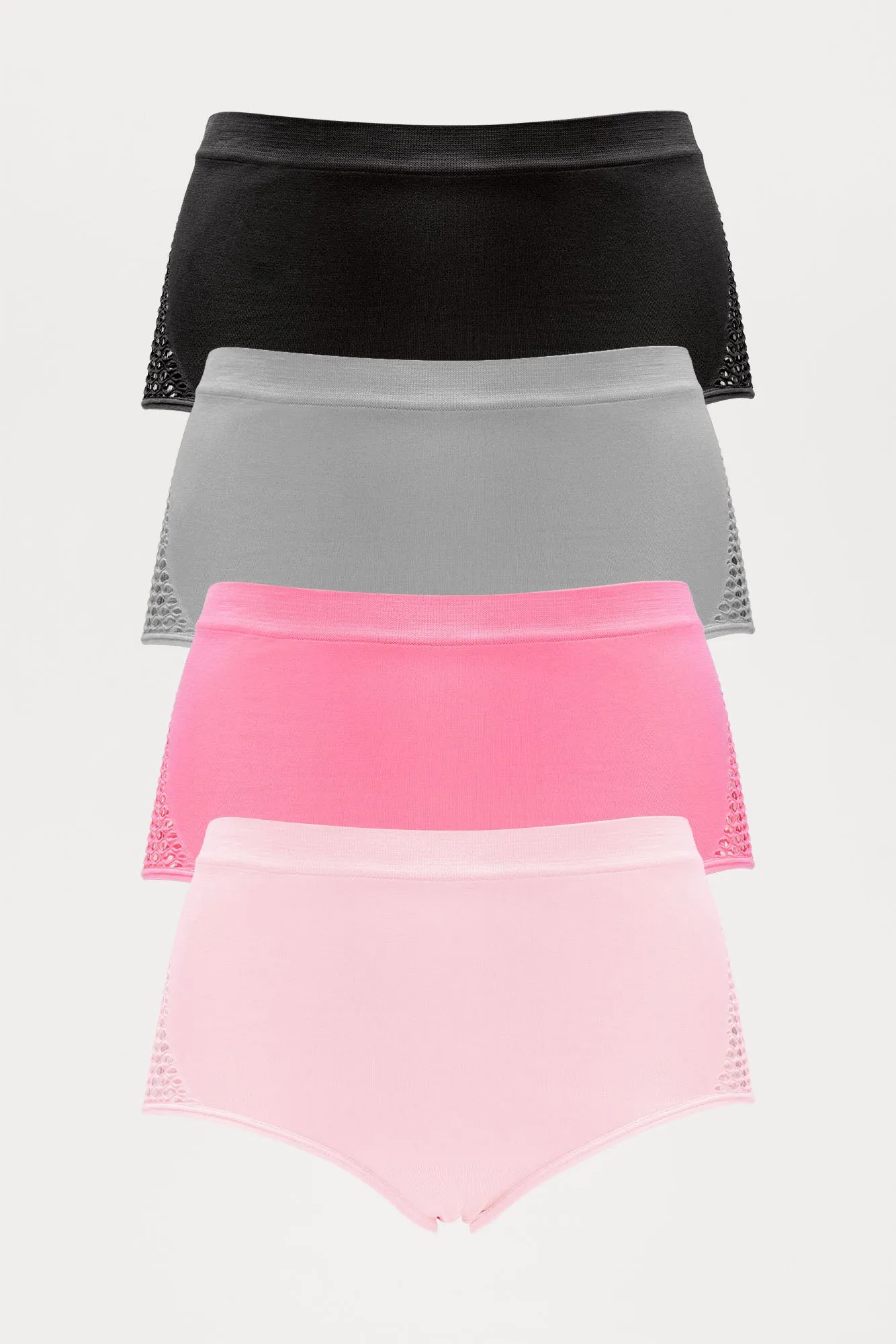 Beauty And Brains Seamless Bikini 4 Pack Panties - Black/combo