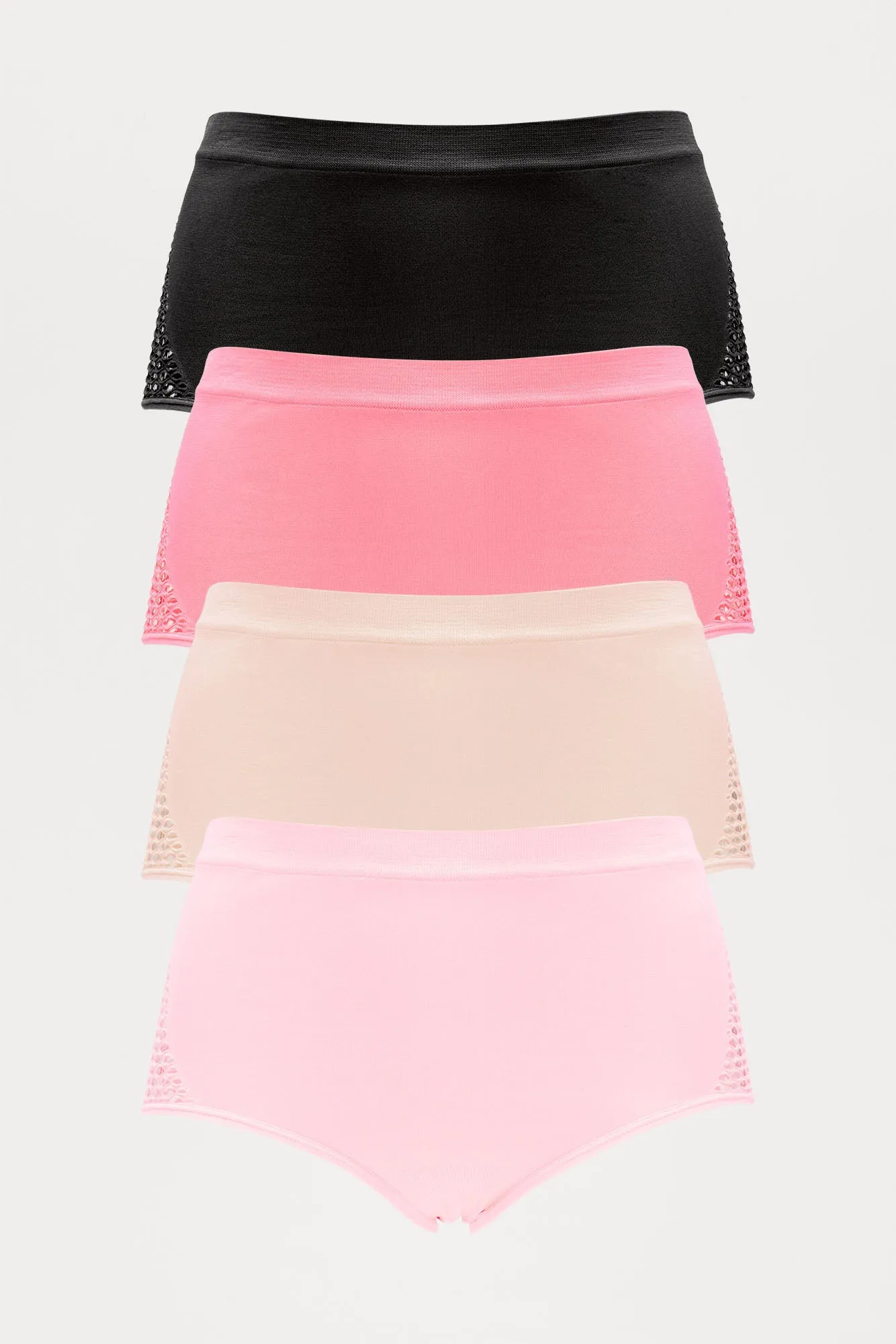 Beauty And Brains Seamless Bikini 4 Pack Panties - Pink/combo