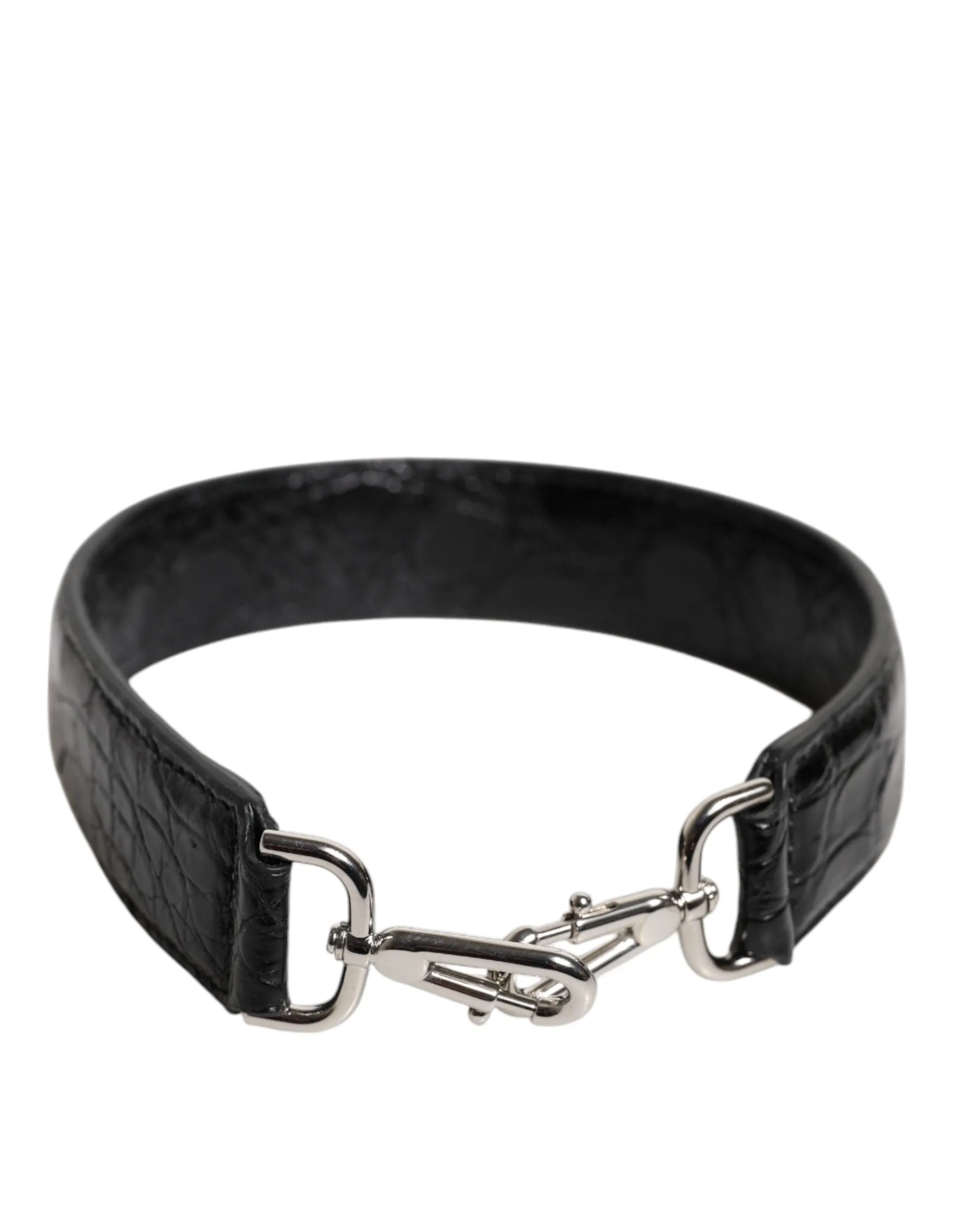 Black Alligator Leather Bag Shoulder Strap