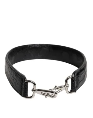 Black Alligator Leather Bag Shoulder Strap