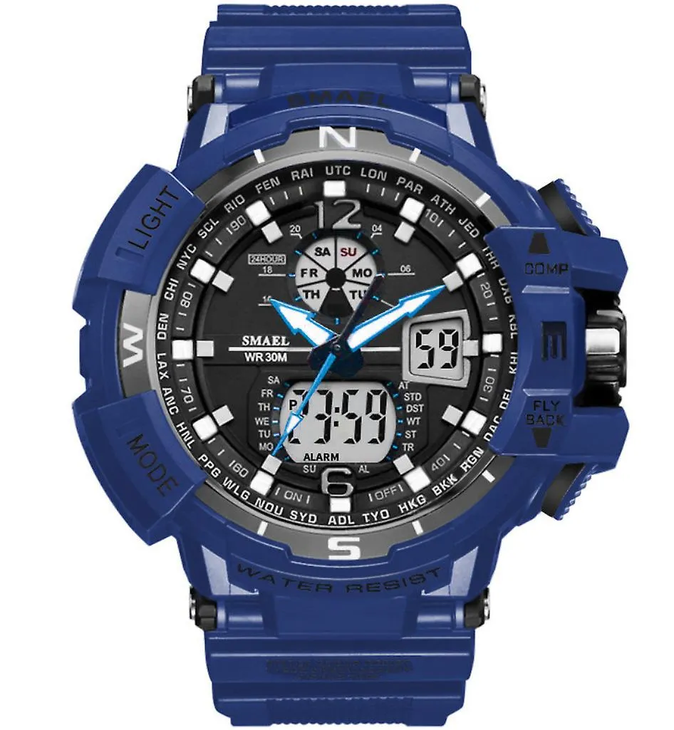 black blue Fashion outdoor sports waterproof men's watch, dual display AZ17450