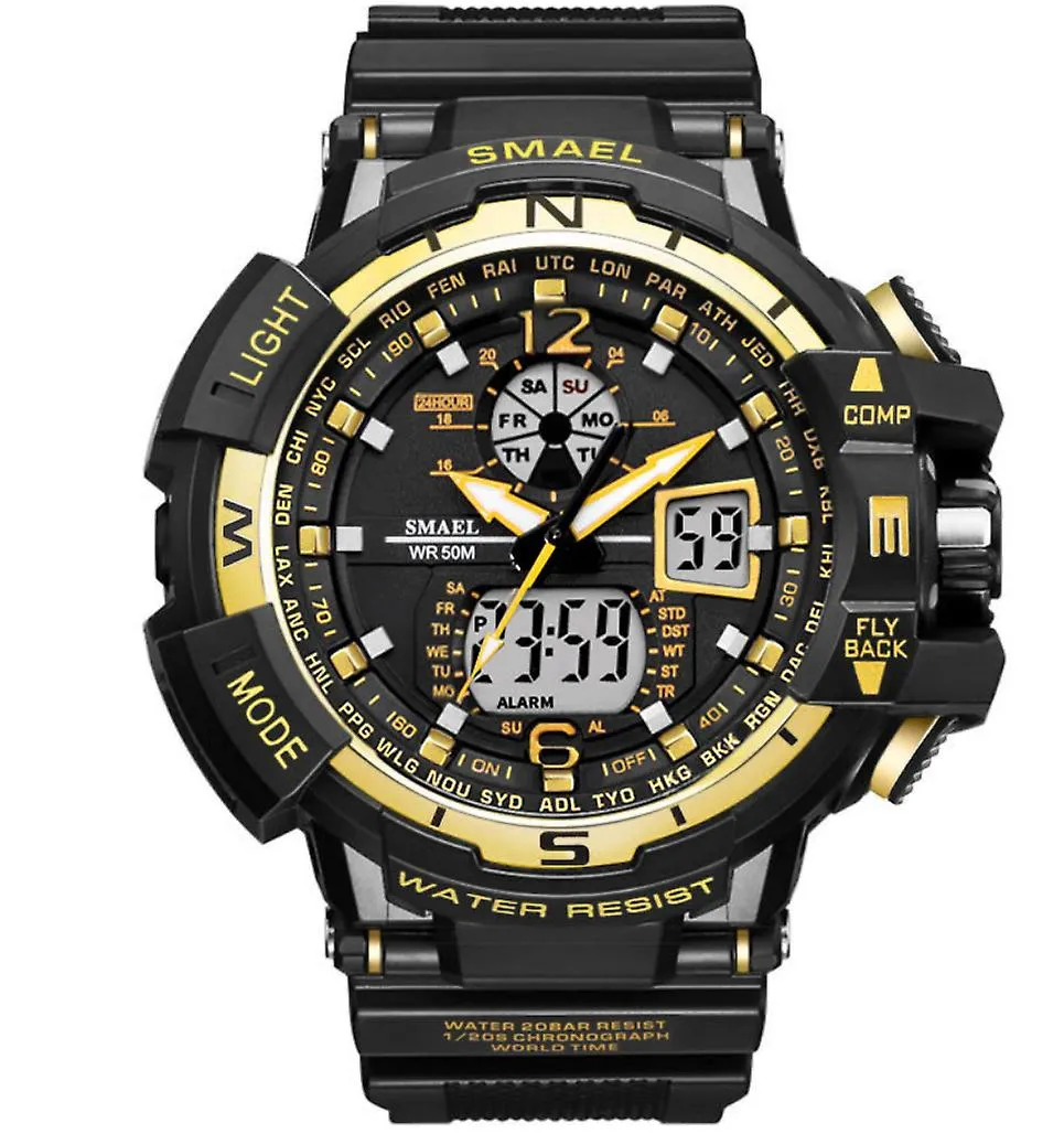 black gold Fashion outdoor sports waterproof men's watch, dual display AZ17451