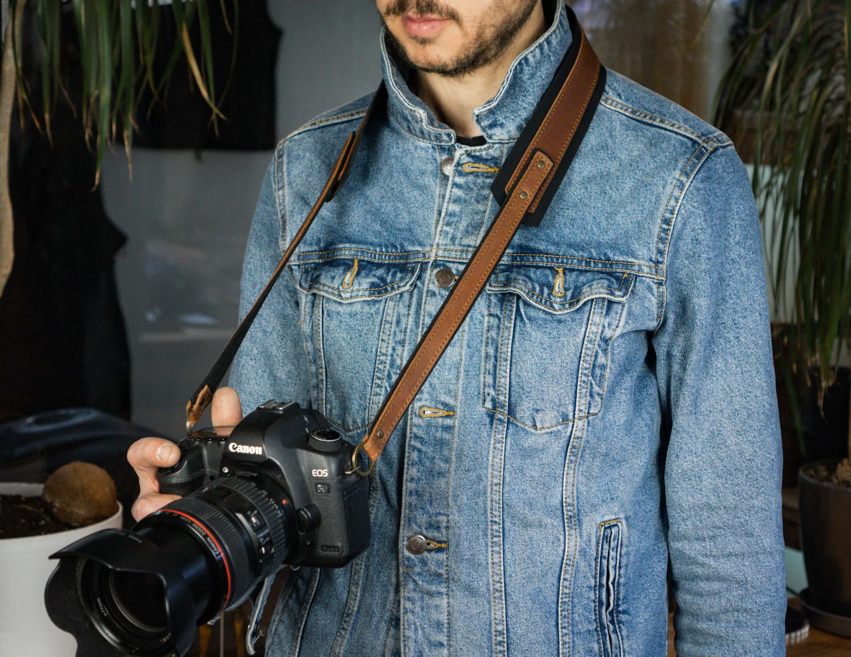 Black Leather Camera Strap | Camera Harness | Gift for Photographer