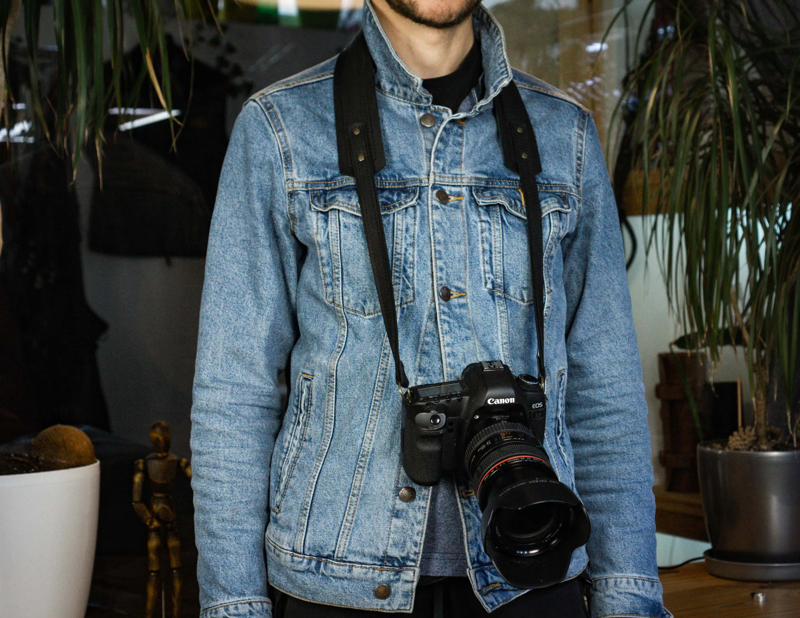 Black Leather Camera Strap | Camera Harness | Gift for Photographer