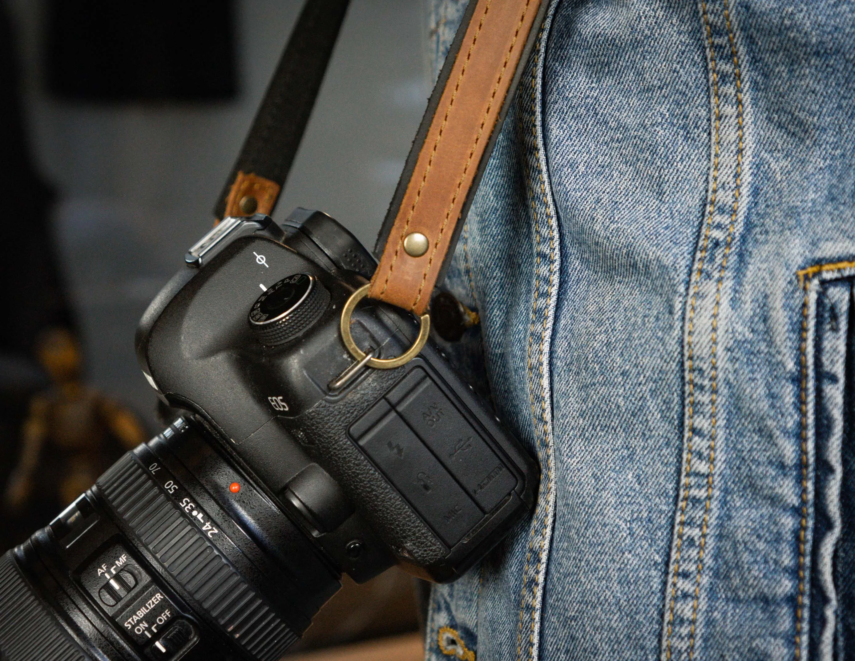 Black Leather Camera Strap | Camera Harness | Gift for Photographer
