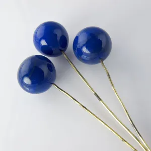 Blue Glass Round Beads on wire. 6mm. Japan. Pkg 10. b11-bl-1146