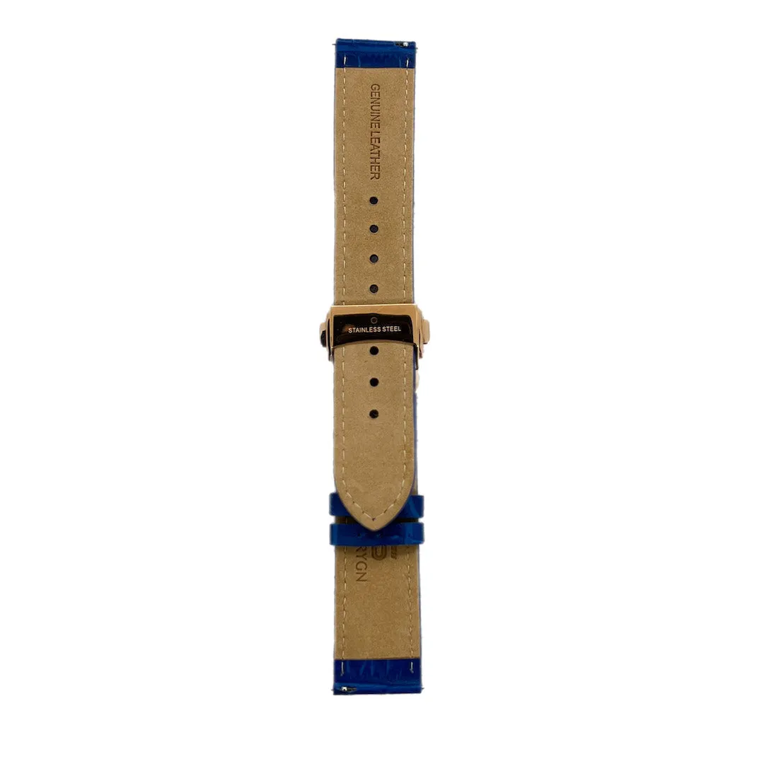 Blue Leather - Rosegold Clasp