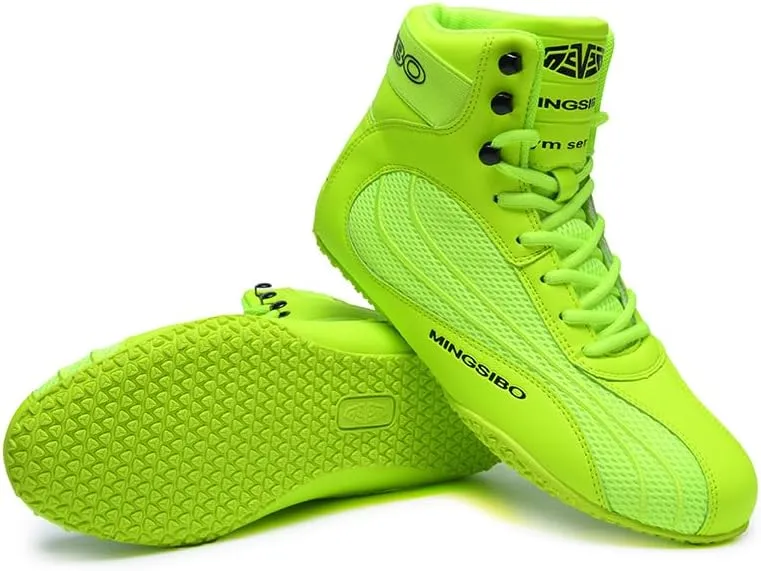 Boxing Shoes for Men and Youth, Anti-Slip Wrestling Shoes Men Youth Wrestling Shoes Training,Lightweight and Breathable Green Wrestling Boots