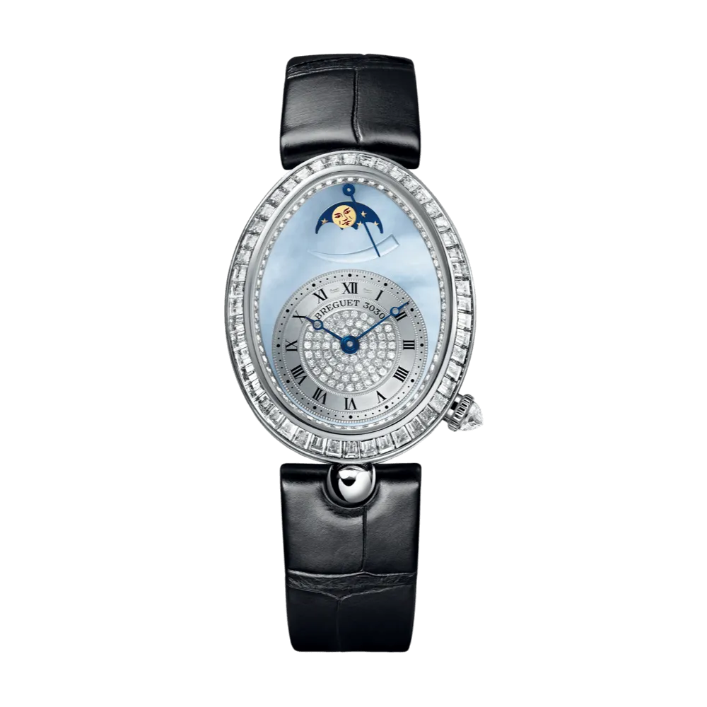 Breguet Reine de Naples Moon Phase 18K White Gold & Diamonds Lady's Watch