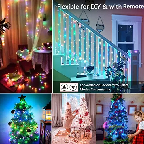 BrizLabs Halloween Fairy String Lights, 33ft 100 LED Color Changing Christmas Fairy Lights with Remote Timer, USB RGB Halloween Lights Dimmable Twinkle Xmas Tree Light for Xmas Halloween Party Wedding