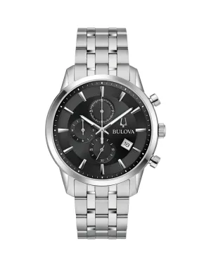Bulova Refined Stainless Steel Chronograph Watch for Timeless Elegance 96B412