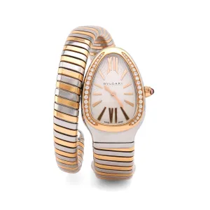 Bvlgari Diamond 18K Yellow Gold and Steel Serpenti Tubogas Watch
