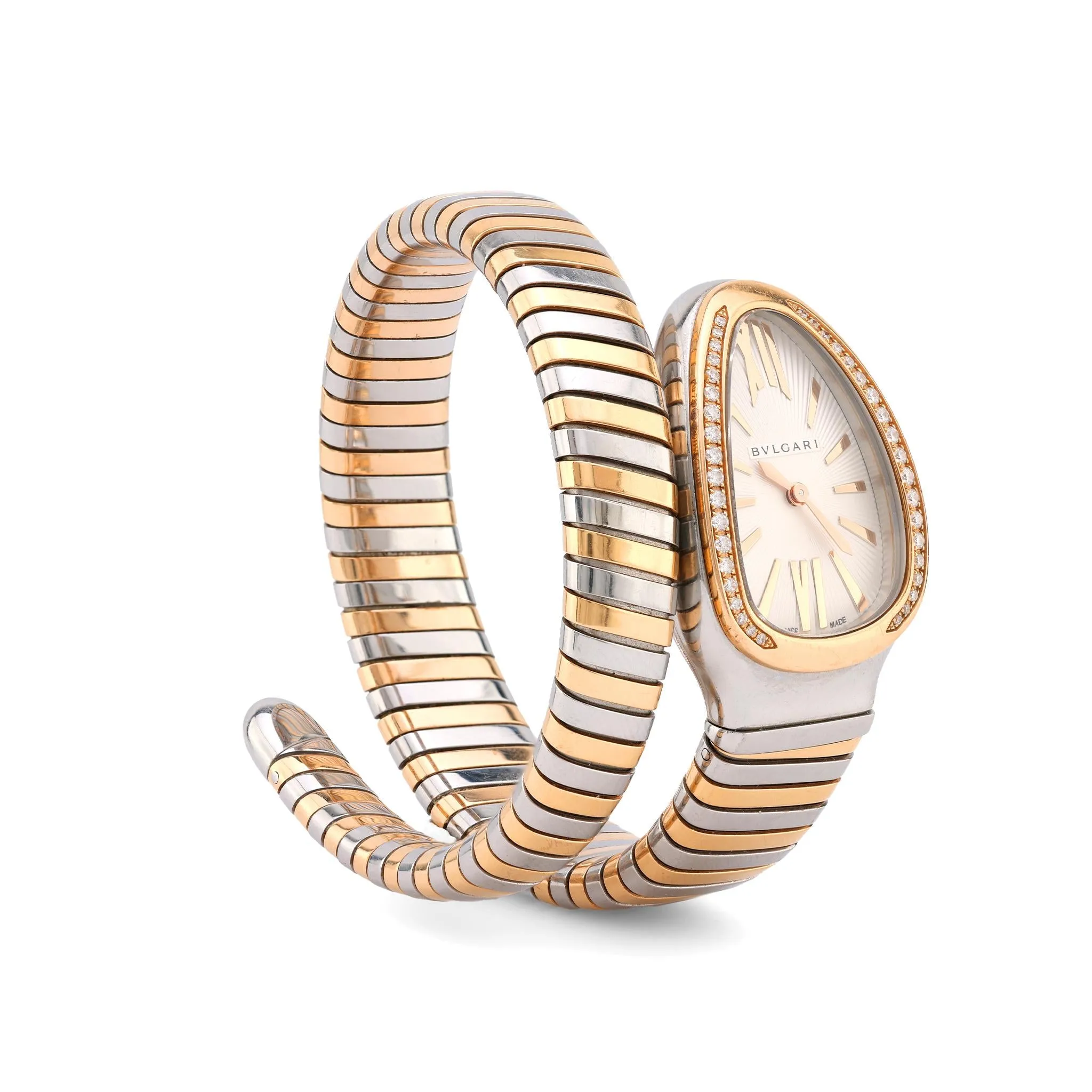 Bvlgari Diamond 18K Yellow Gold and Steel Serpenti Tubogas Watch