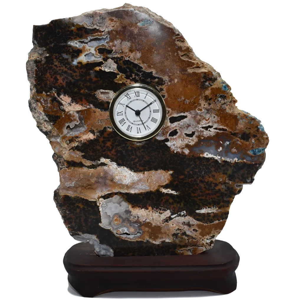Calcedonie Clock in Wood Base
