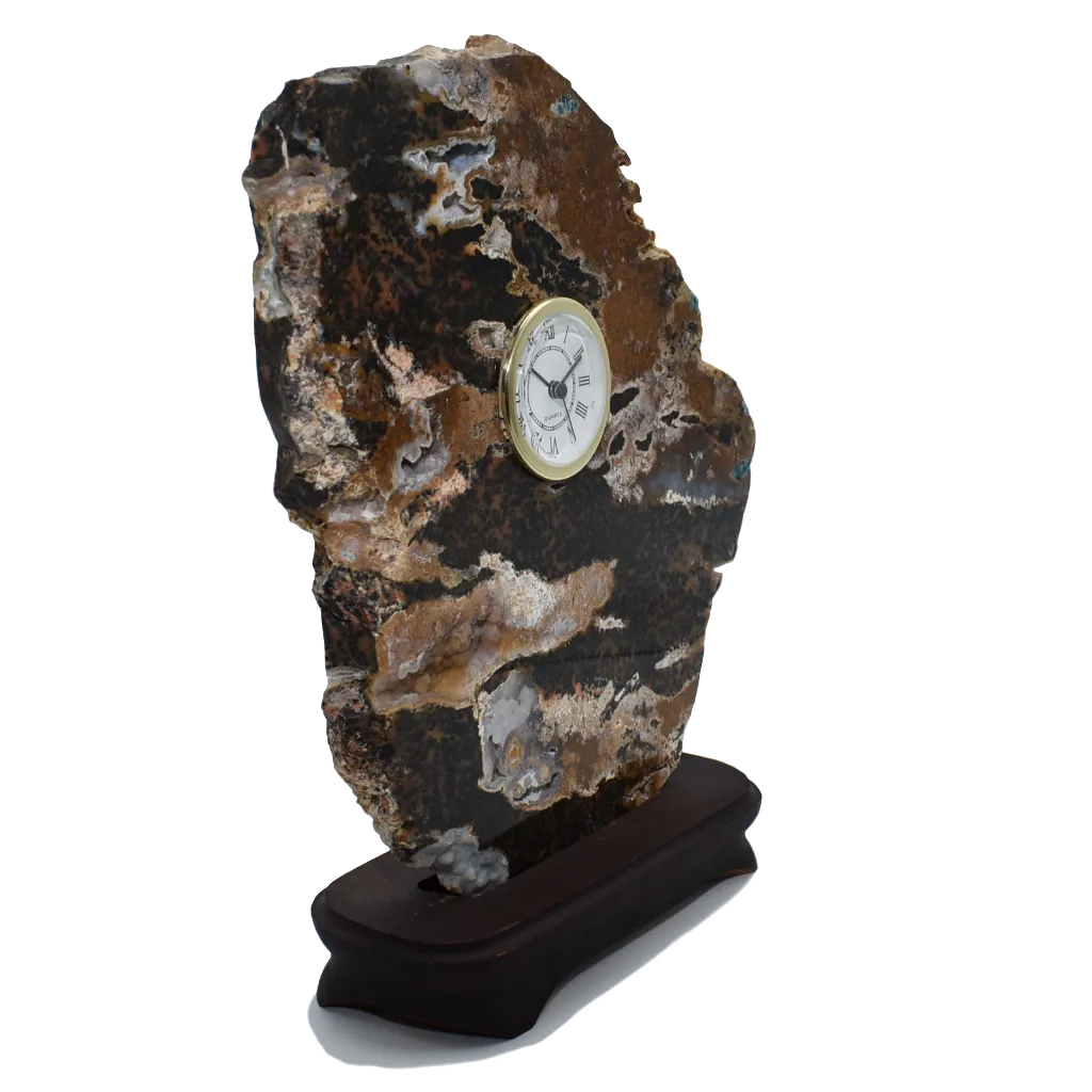 Calcedonie Clock in Wood Base